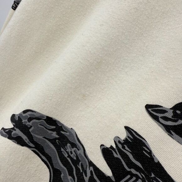 Akoo Sweatshirt Mens Size XL Crew Neck Cream Black camouflage graphicstreetwear - Picture 10 of 13